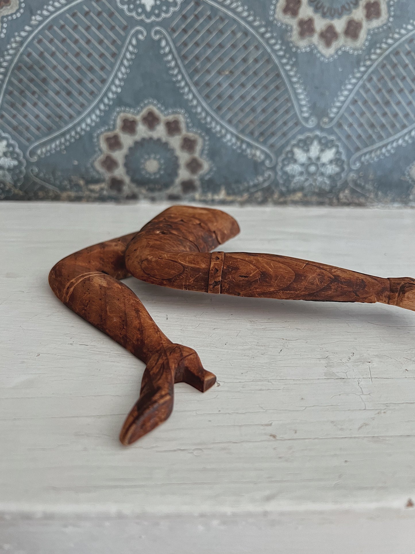 Victorian Carved Wood Folk Art Posable Legs