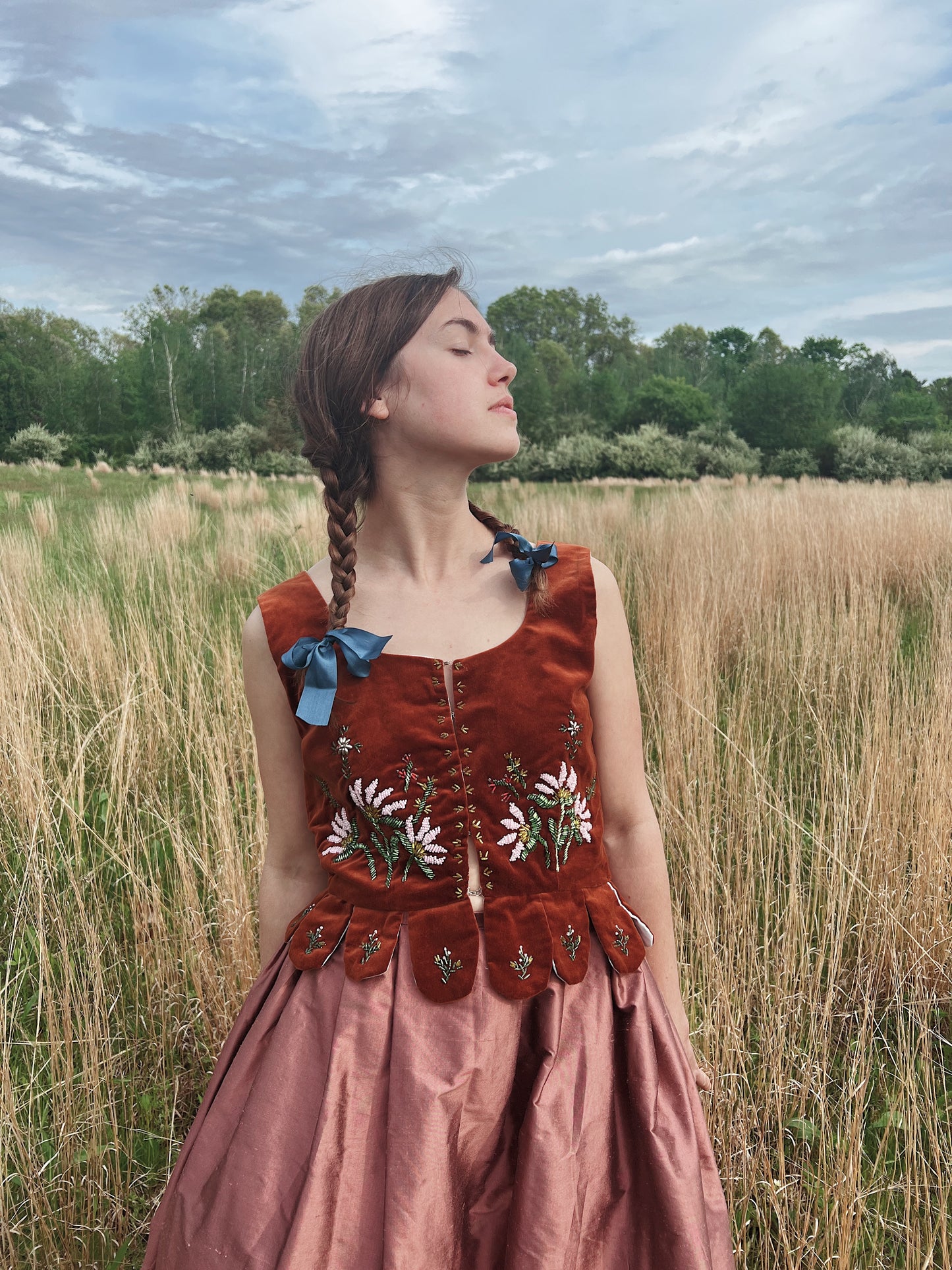 Velvet Beaded Floral Folk Vest