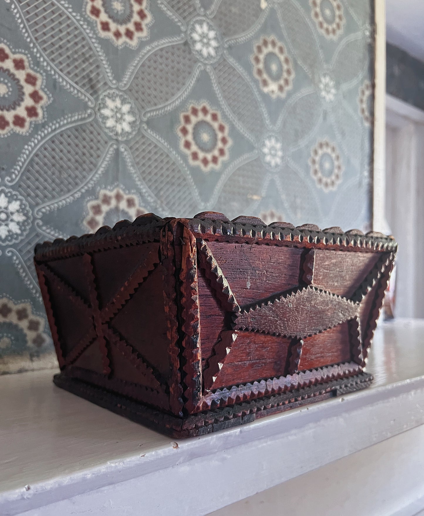 19th Century Tramp Art Cigar Wood Box