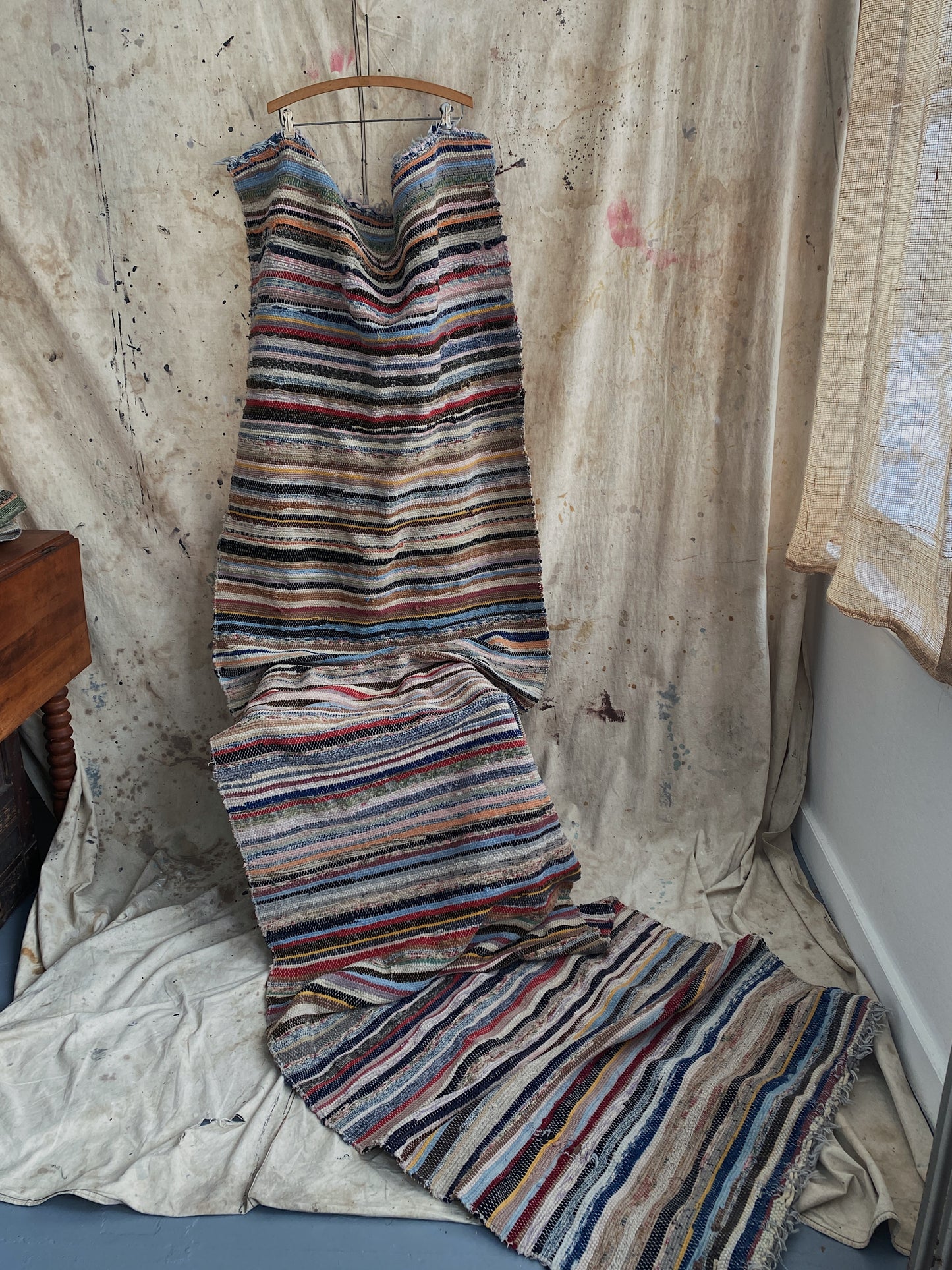 1930s Long Rag Rug Runner