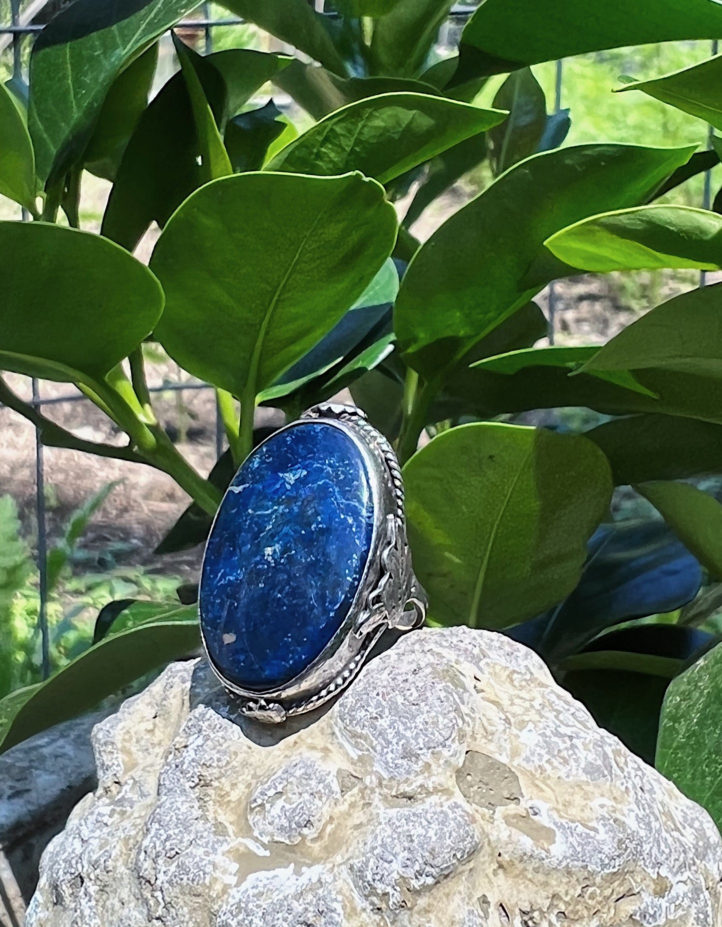 1910s Arts & Crafts Lapis Lazuli & Sterling Ring, Size 4.5