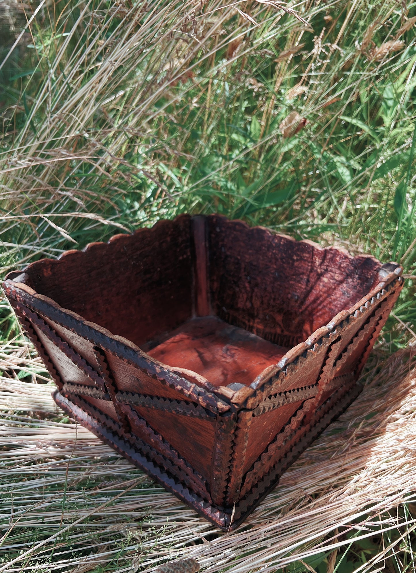 19th Century Tramp Art Cigar Wood Box