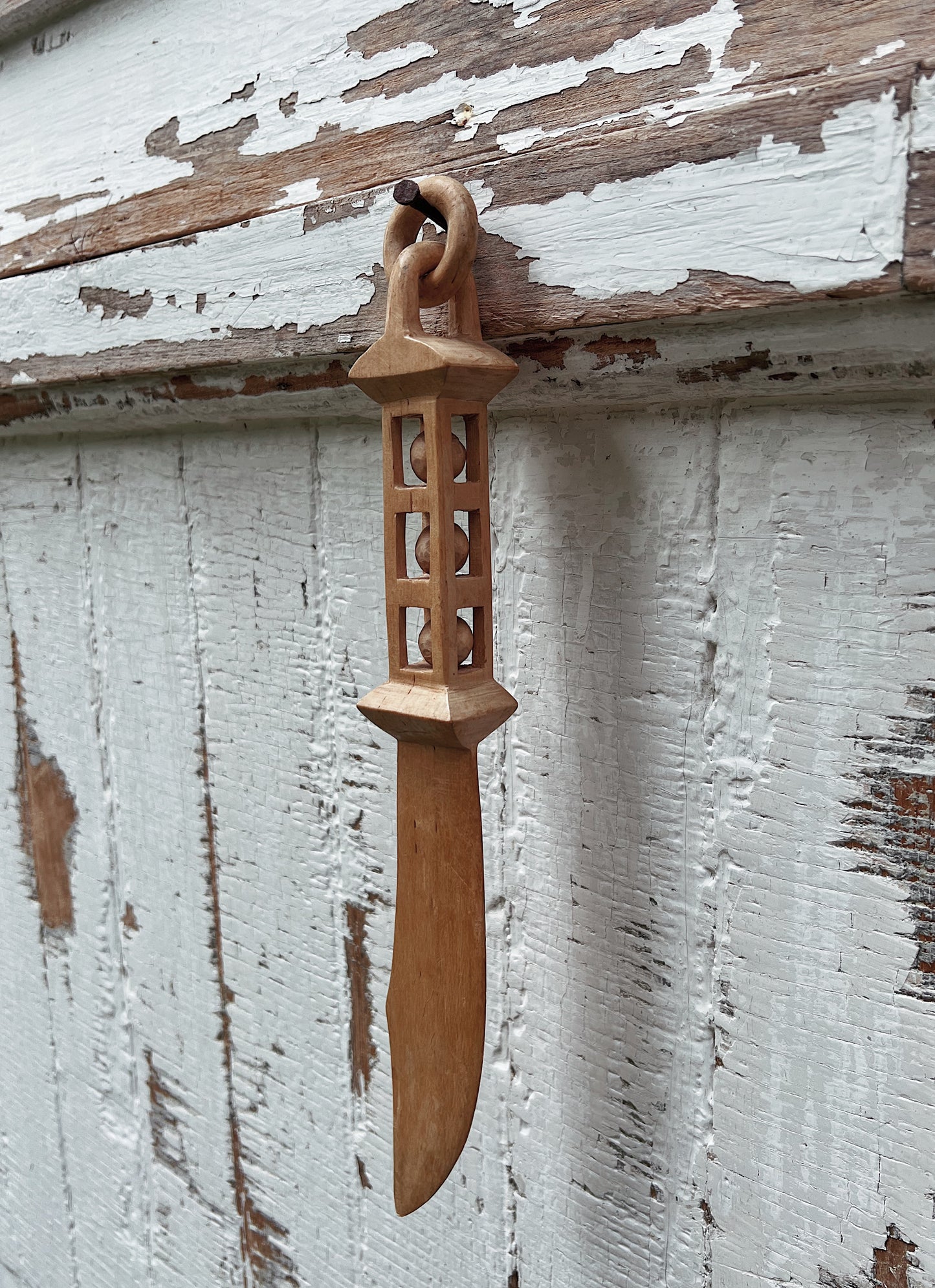 Antique Hand Carved Folk Art Whimsy Dagger