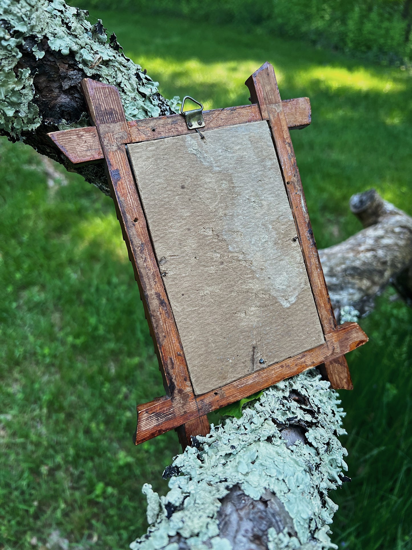 Circa 1900s Small Tramp Art Mirror