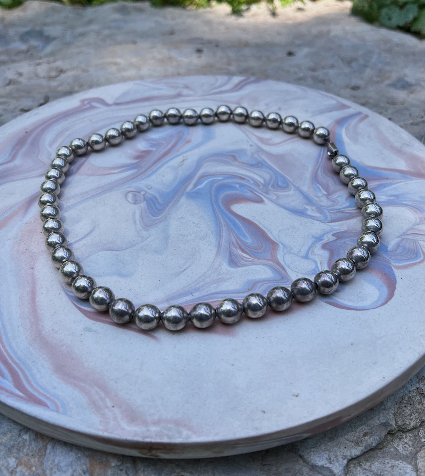 1950s Mexican Silver Strand Of Beads