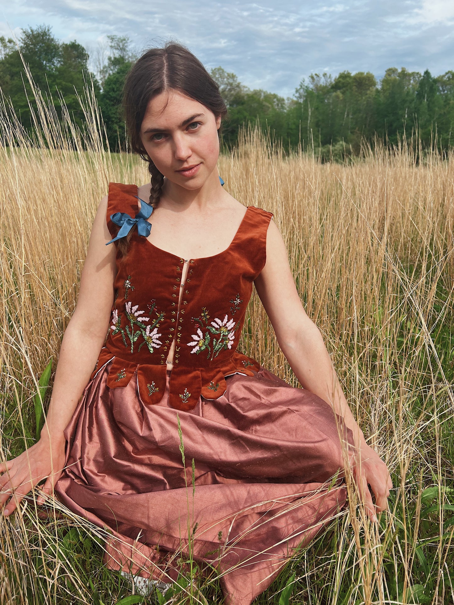 Velvet Beaded Floral Folk Vest