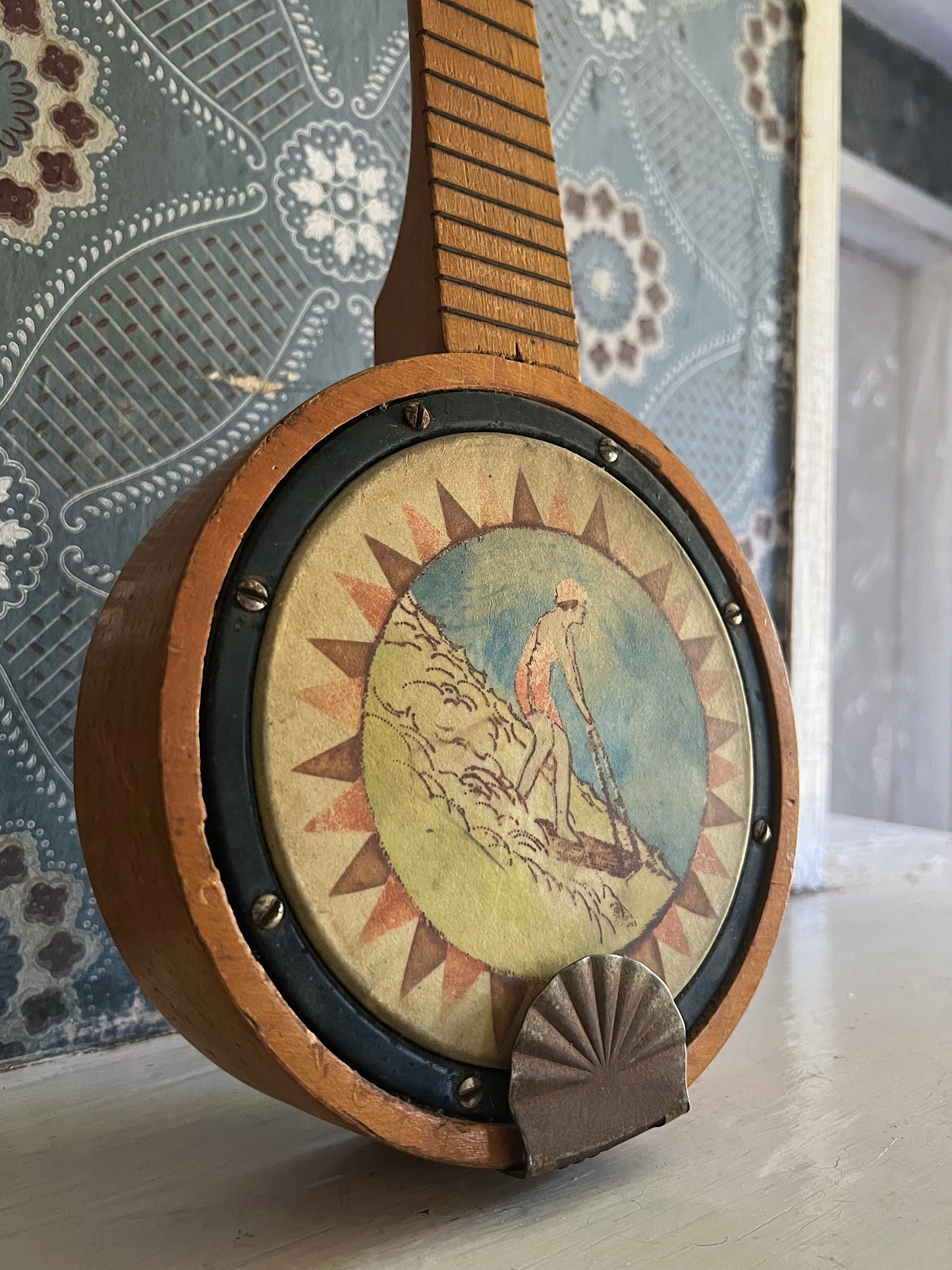 1930s Hand Painted Folk Art Banjolele