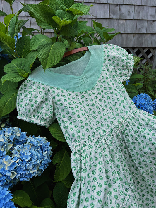 20s/30s Gauzy Cotton Voile Clover Day Dress