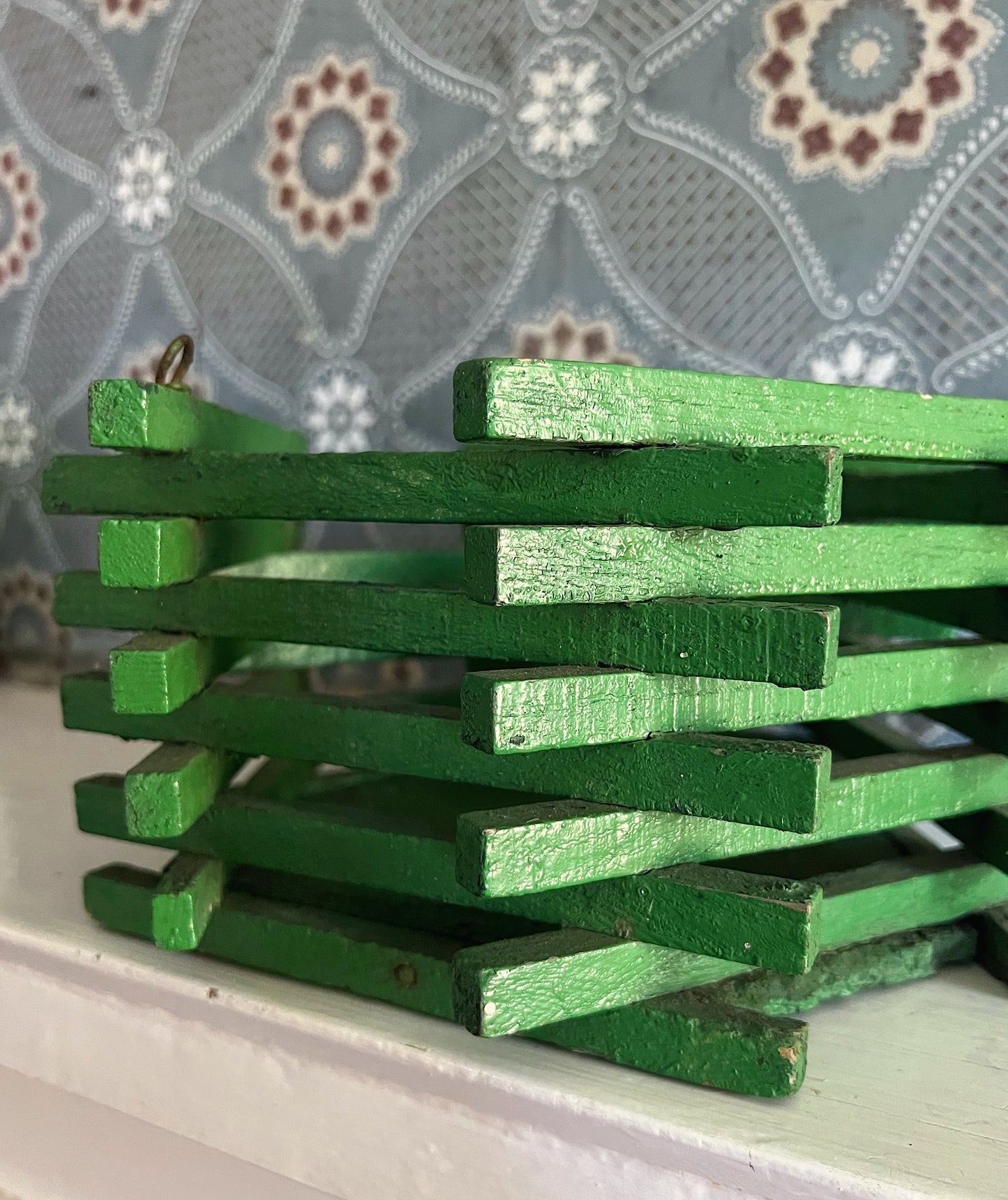 1930s Slatted Wood Painted Plant Box