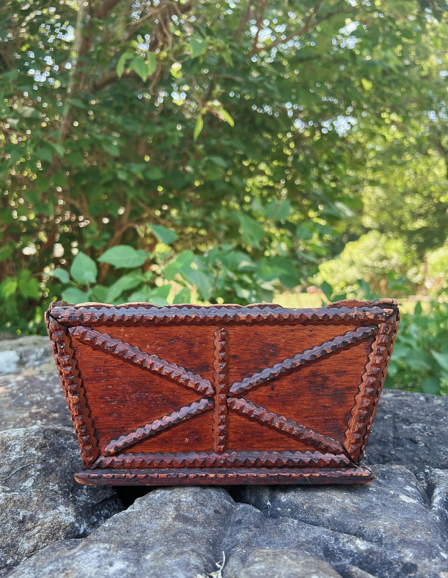 19th Century Tramp Art Cigar Wood Box