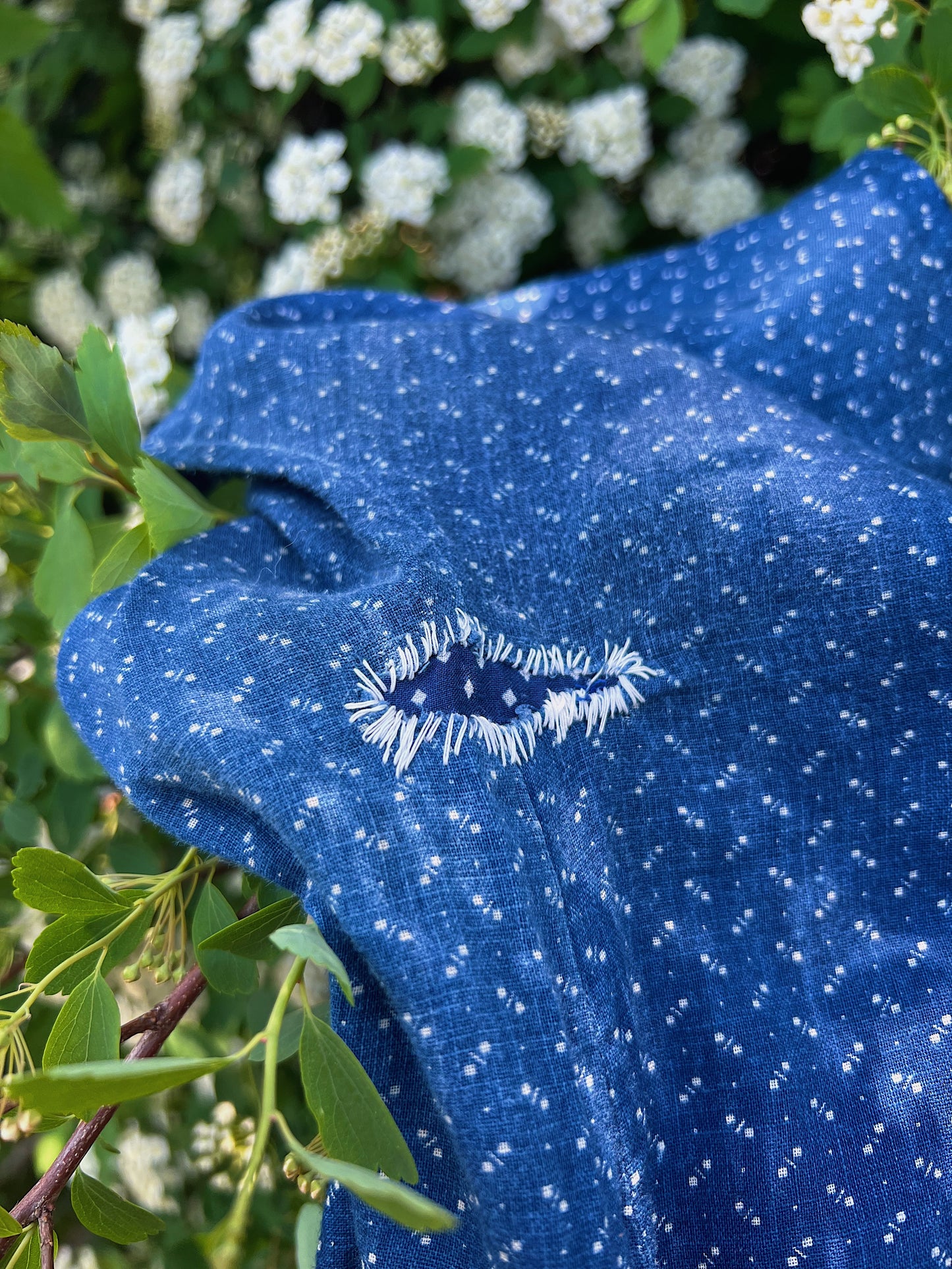 1920s Indigo Calico Work Dress
