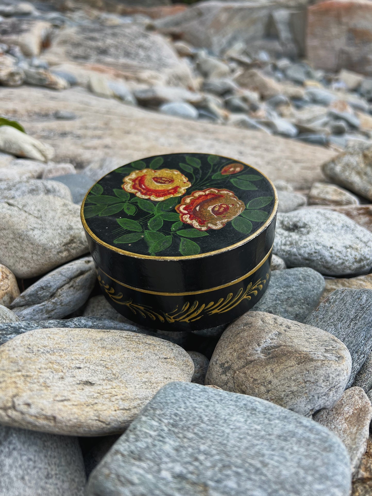 1930s Hand Painted Floral Dresser Box, Made In Japan