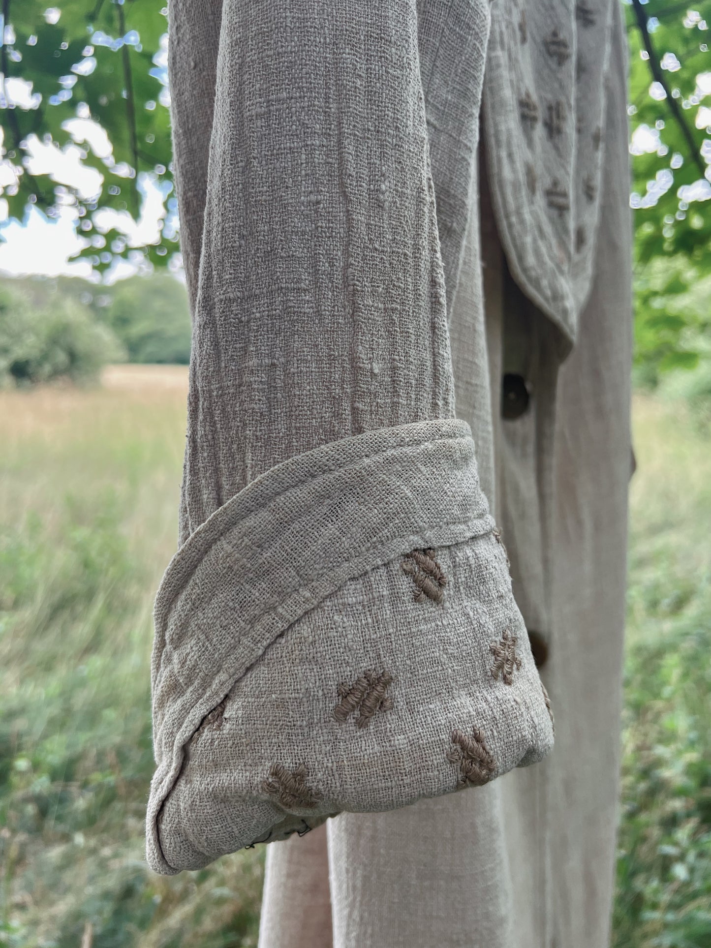 1910s Flax Linen Motoring Duster With Shawl Collar