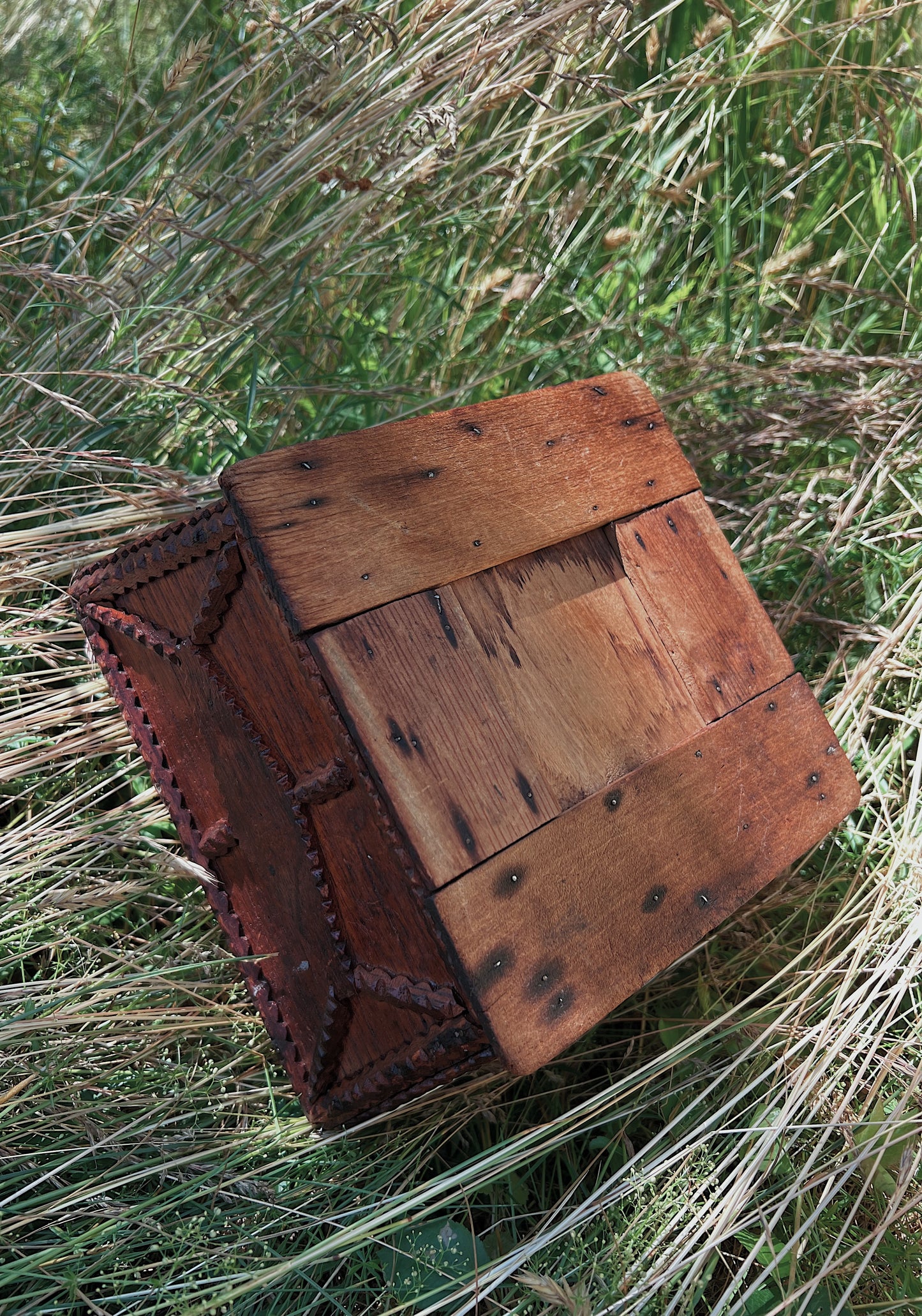 19th Century Tramp Art Cigar Wood Box
