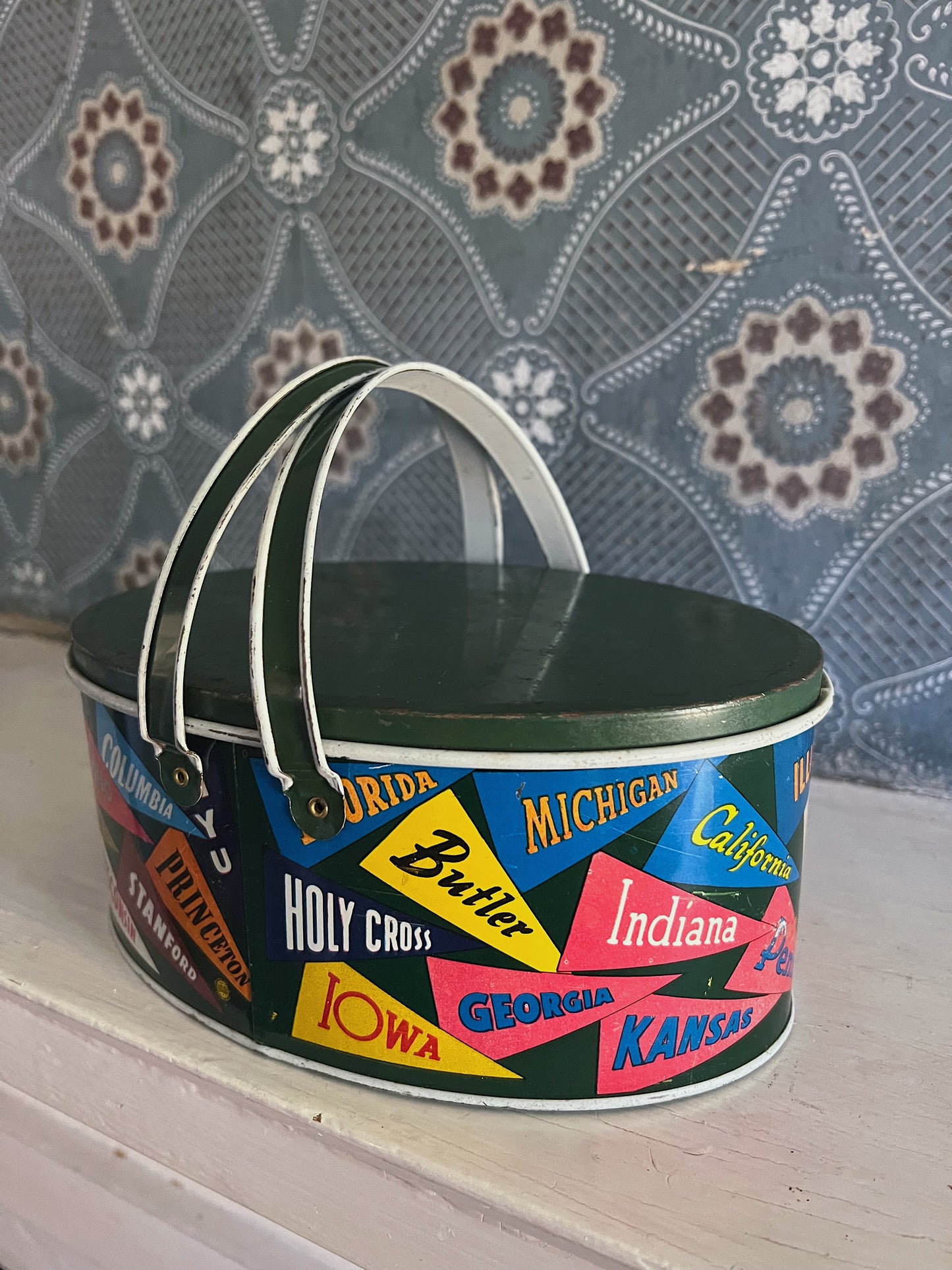 1950s Tin Pennant Lunch Box