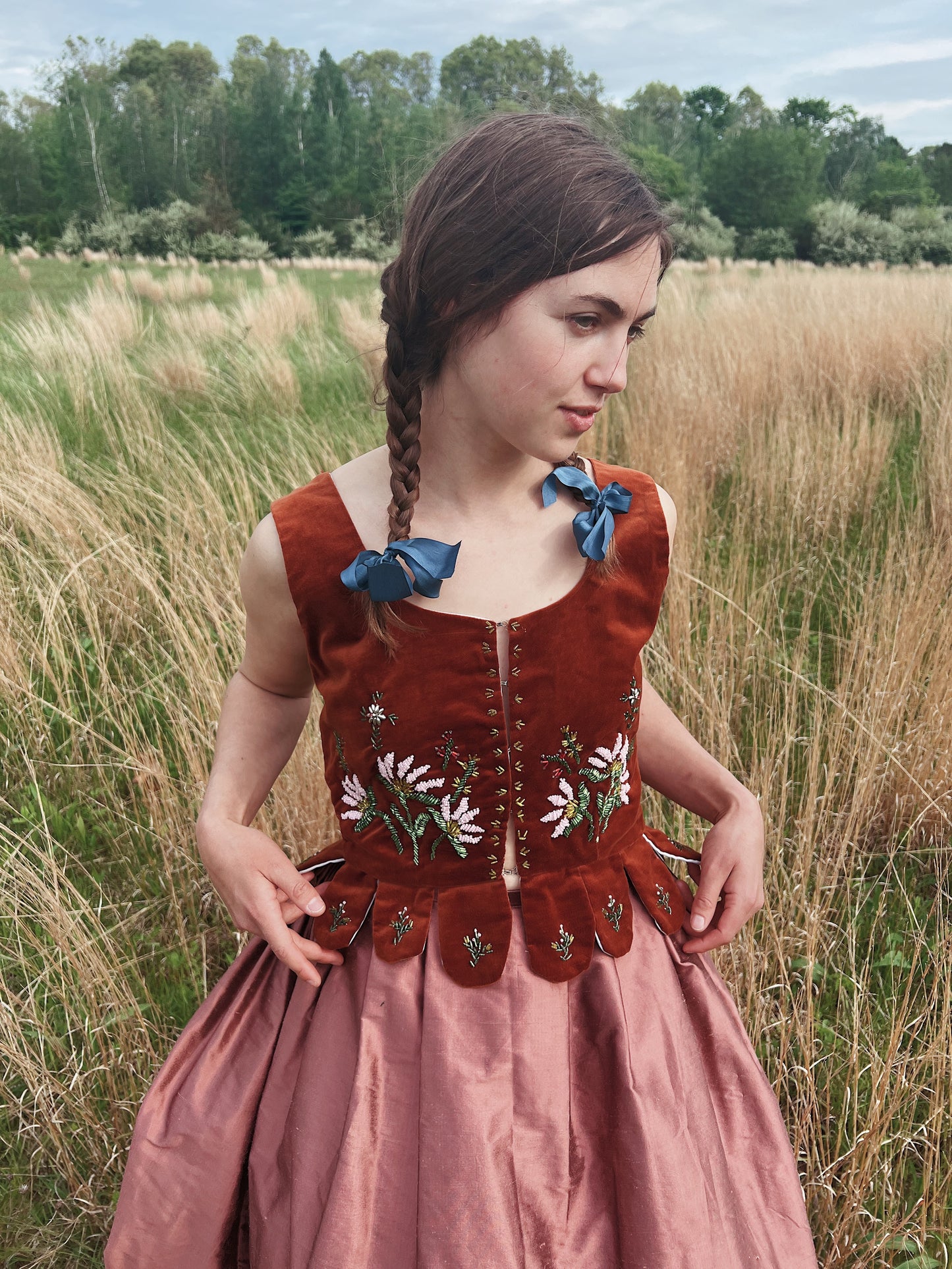 Velvet Beaded Floral Folk Vest