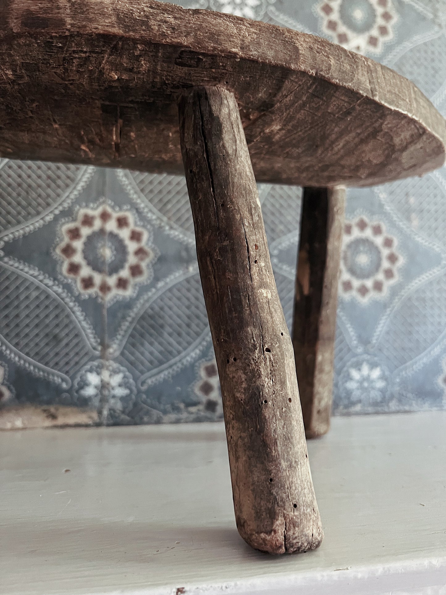 Early 1900s Rustic Tripod Milking Stool